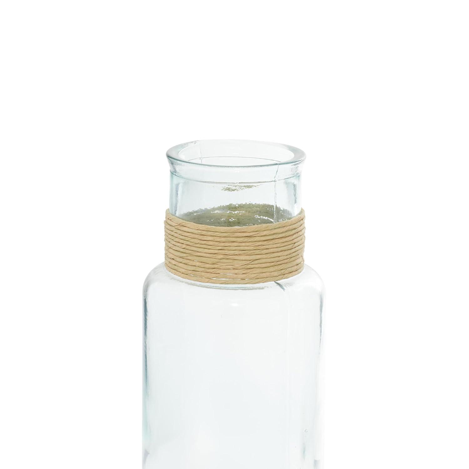 DecMode 18" Spanish Recycled Glass Vase with Rattan Detail