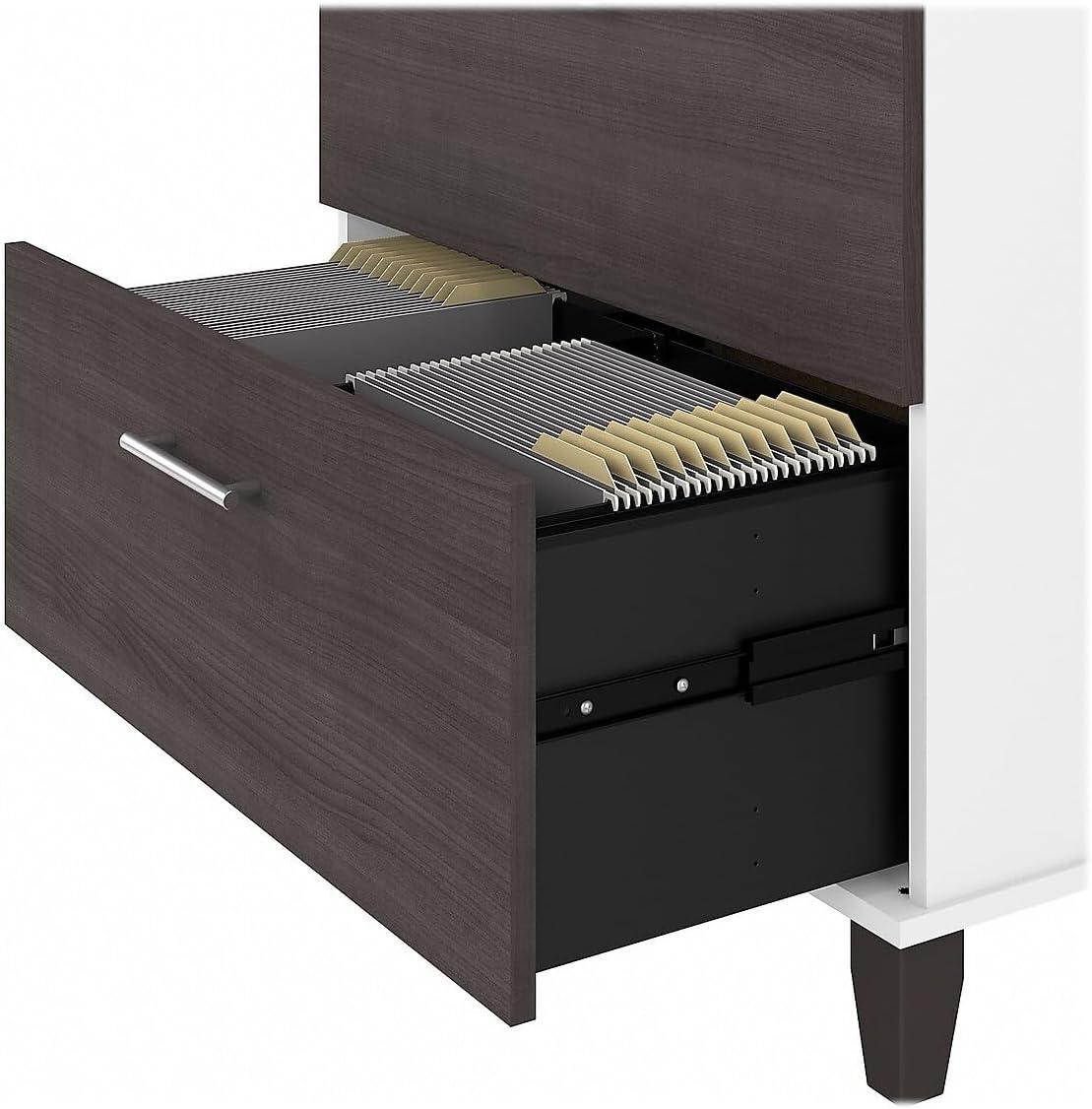 Bush Furniture Somerset Lateral File Cabinet, 2 Drawer, Storm Gray & White