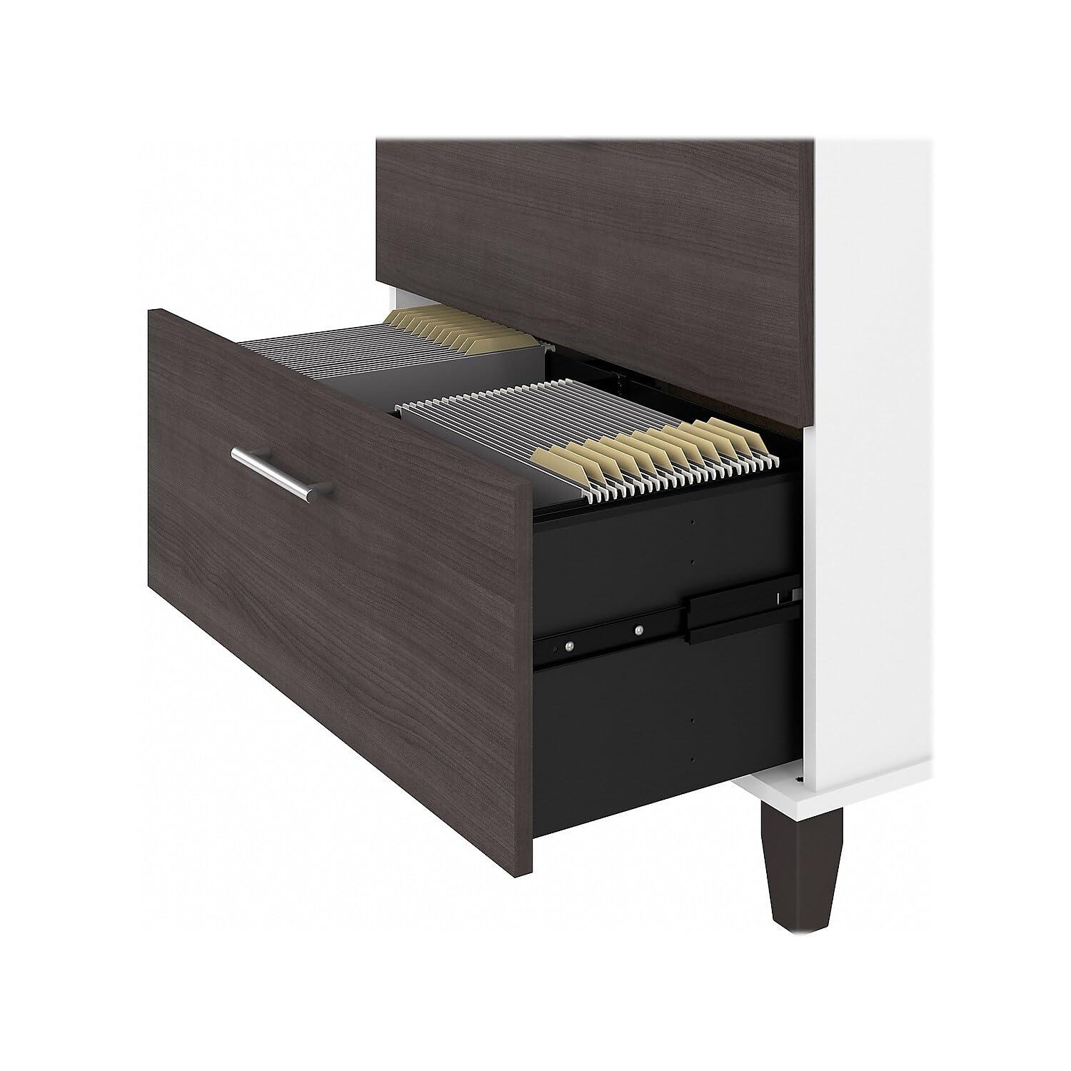 Bush Furniture Somerset Lateral File Cabinet, 2 Drawer, Storm Gray & White