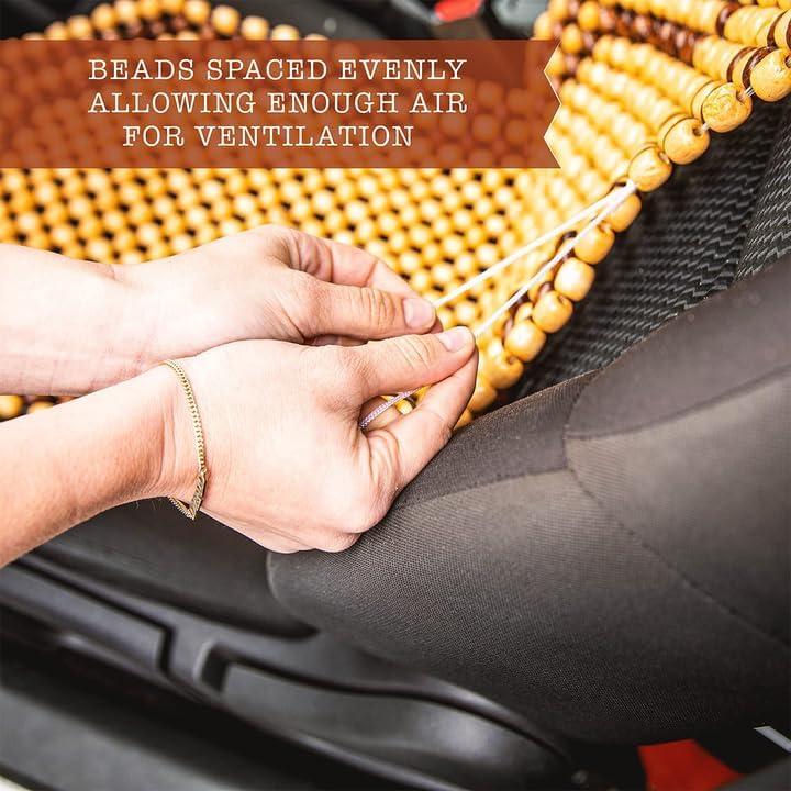 Zone Tech Wood Beaded Seat Cushion - Premium Quality Car Massaging Double Strung Wood Beaded Seat Cover for Stress Free all Day!