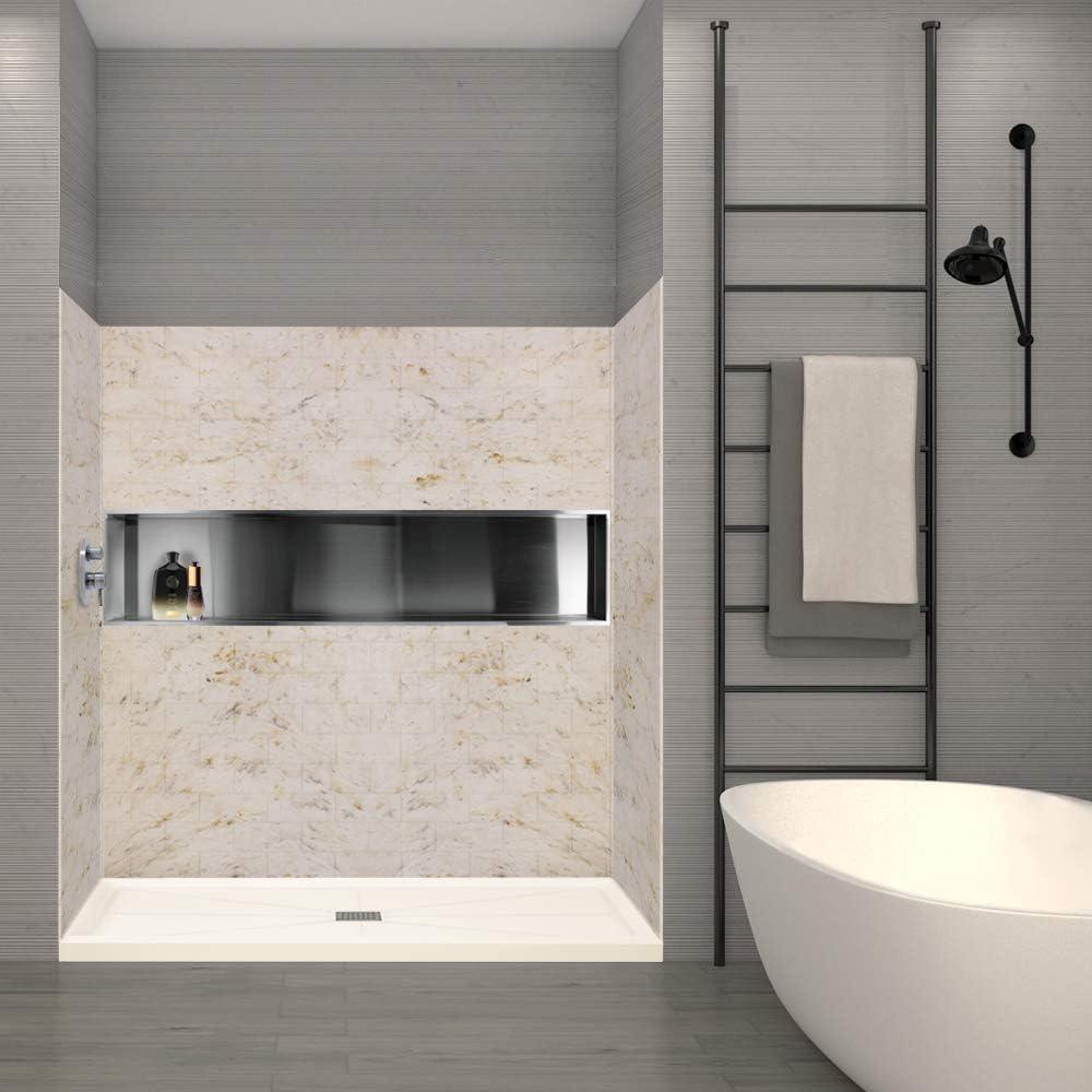 Cameo 60'' x 32'' Beige Transtone Shower Base with Center Drain