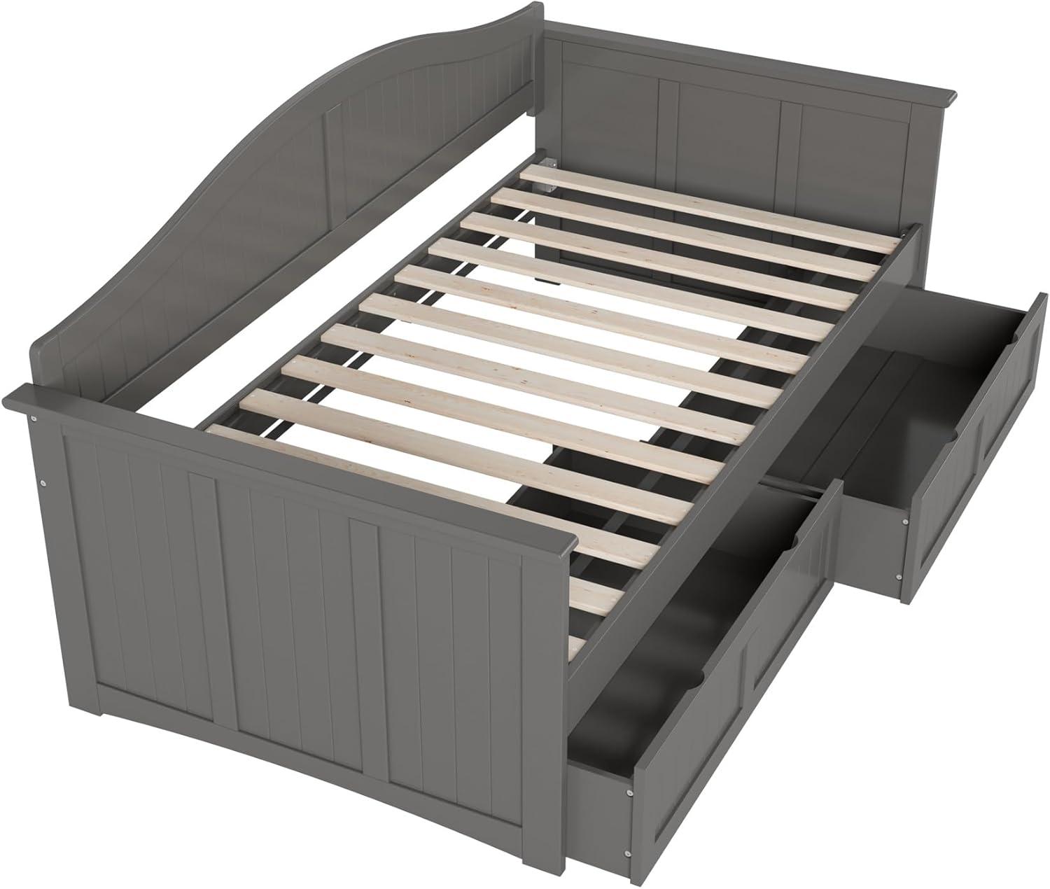 Nantucket Gray Twin Wood Daybed with Storage Drawers