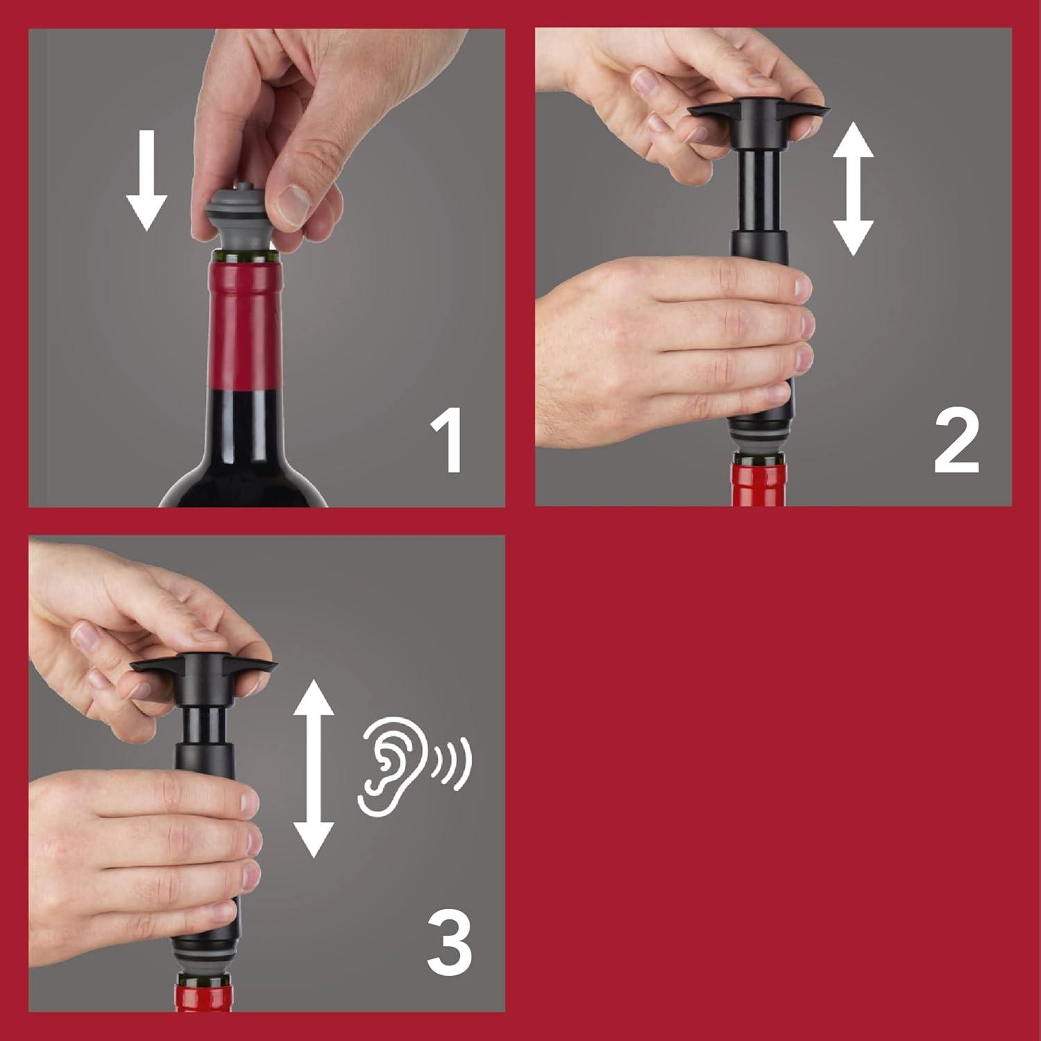 Black Plastic Wine Saver Pump with Vacuum Stoppers