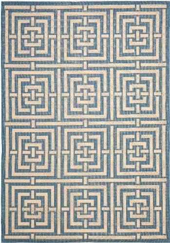 SAFAVIEH Courtyard Ariana Geometric Indoor/Outdoor Area Rug, 8' x 11', Blue/Bone