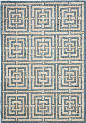 SAFAVIEH Courtyard Ariana Geometric Indoor/Outdoor Area Rug, 8' x 11', Blue/Bone