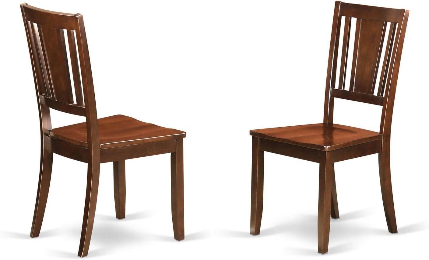 Mahogany Finish Slat Back Wooden Dining Chairs, Set of 2