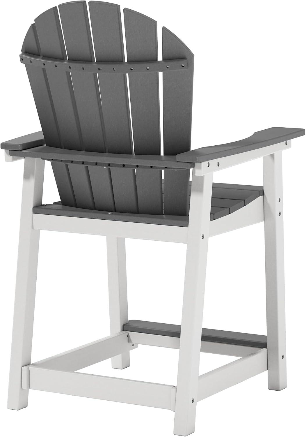 Outdoor Tall Adirondack Chair, Patio Bar Stool Chair with High Back, 400lbs, Widened Arms, All-Weather Balcony Chair for Backyard, Garden, Yard (1 PC)