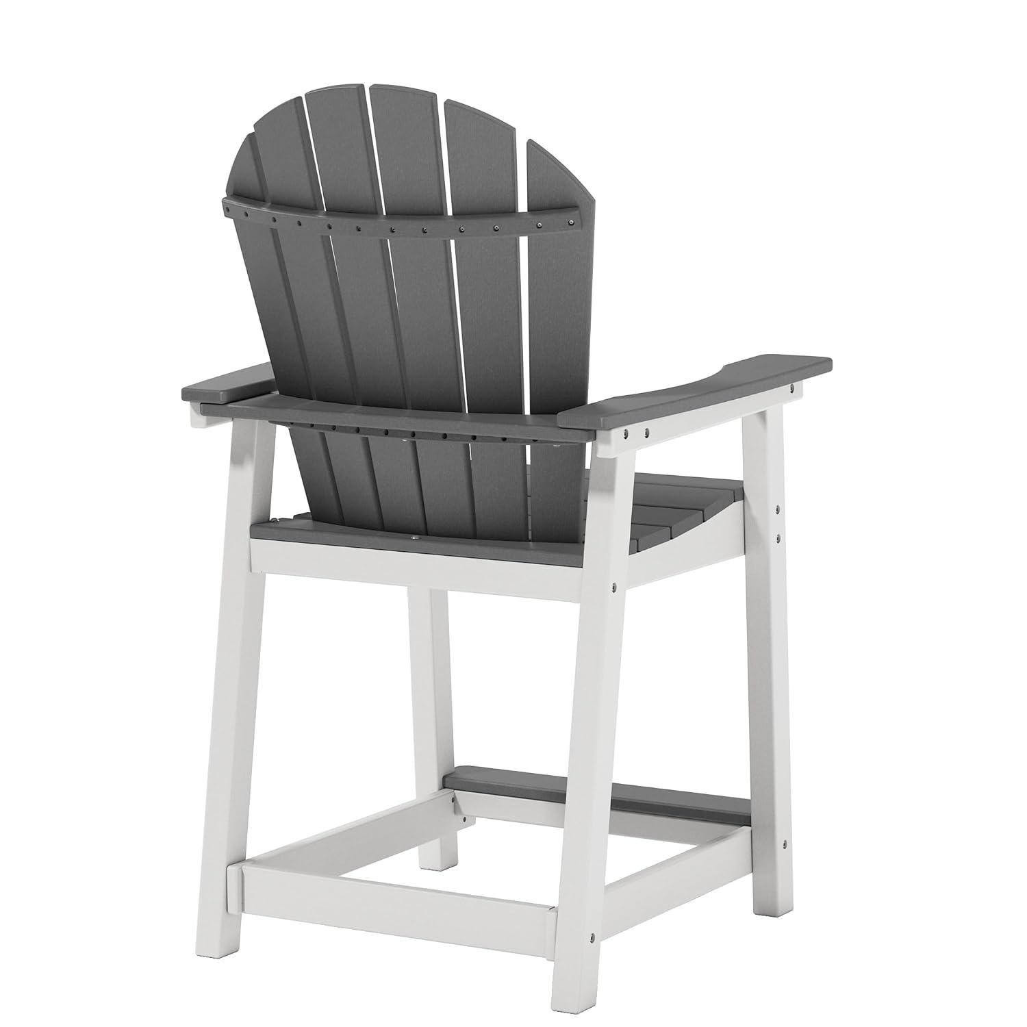 Outdoor Tall Adirondack Chair, Patio Bar Stool Chair with High Back, 400lbs, Widened Arms, All-Weather Balcony Chair for Backyard, Garden, Yard (1 PC)