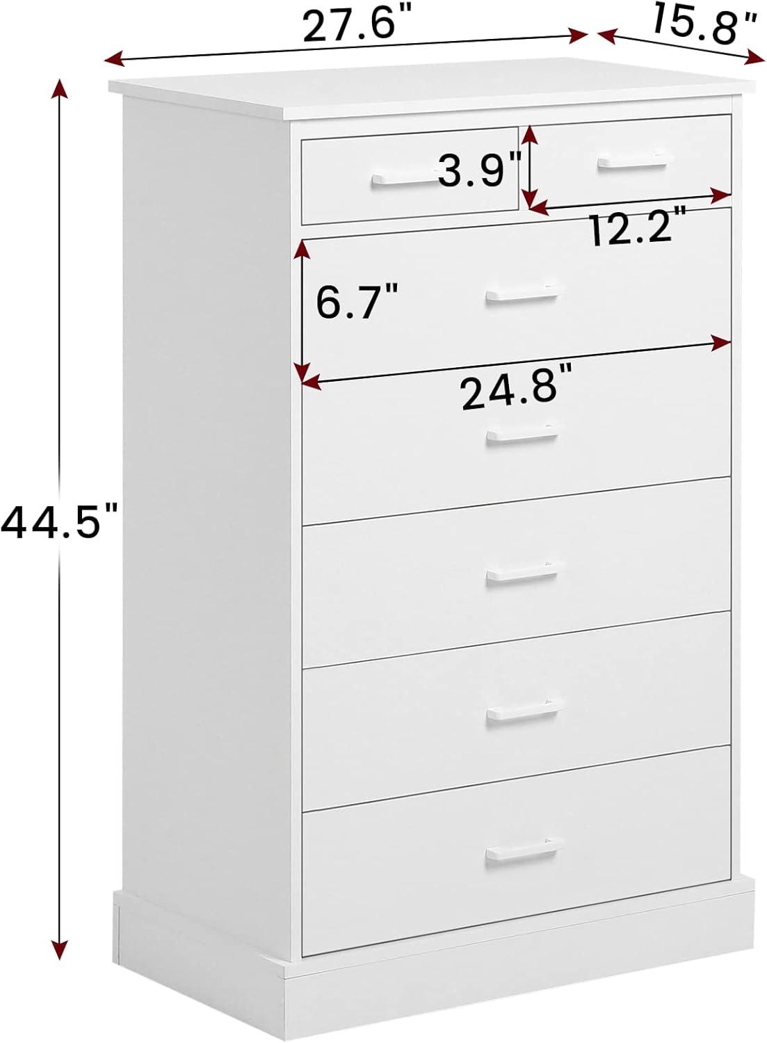 Hasuit White Dresser for Bedroom, Tall 7 Drawer Dresser with Sturdy Base, Wood Storage Tower Clothes Organizer, Large Storage Cabinet, Chest of 7 Drawers for Closet, Living Room, Hallway