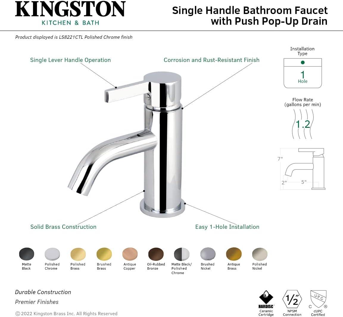 Modern Continental Brushed Brass Single-Handle Deck Mount Faucet