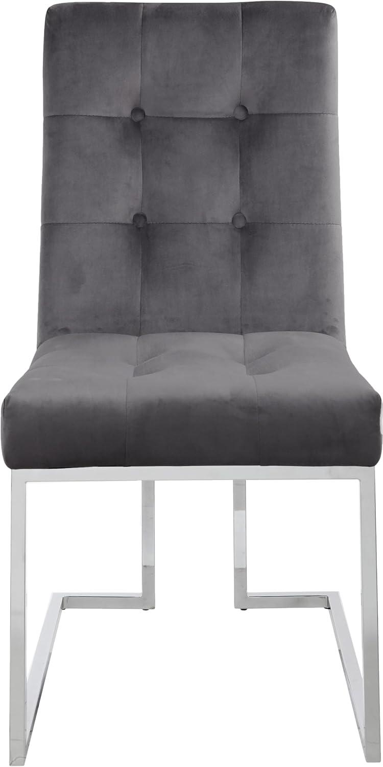 Meridian Furniture Alexis Velvet Dining Chair in Gray (Set of 2)