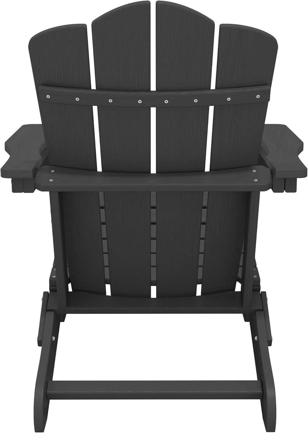 Gray HDPE Folding Adirondack Chair with Armrests