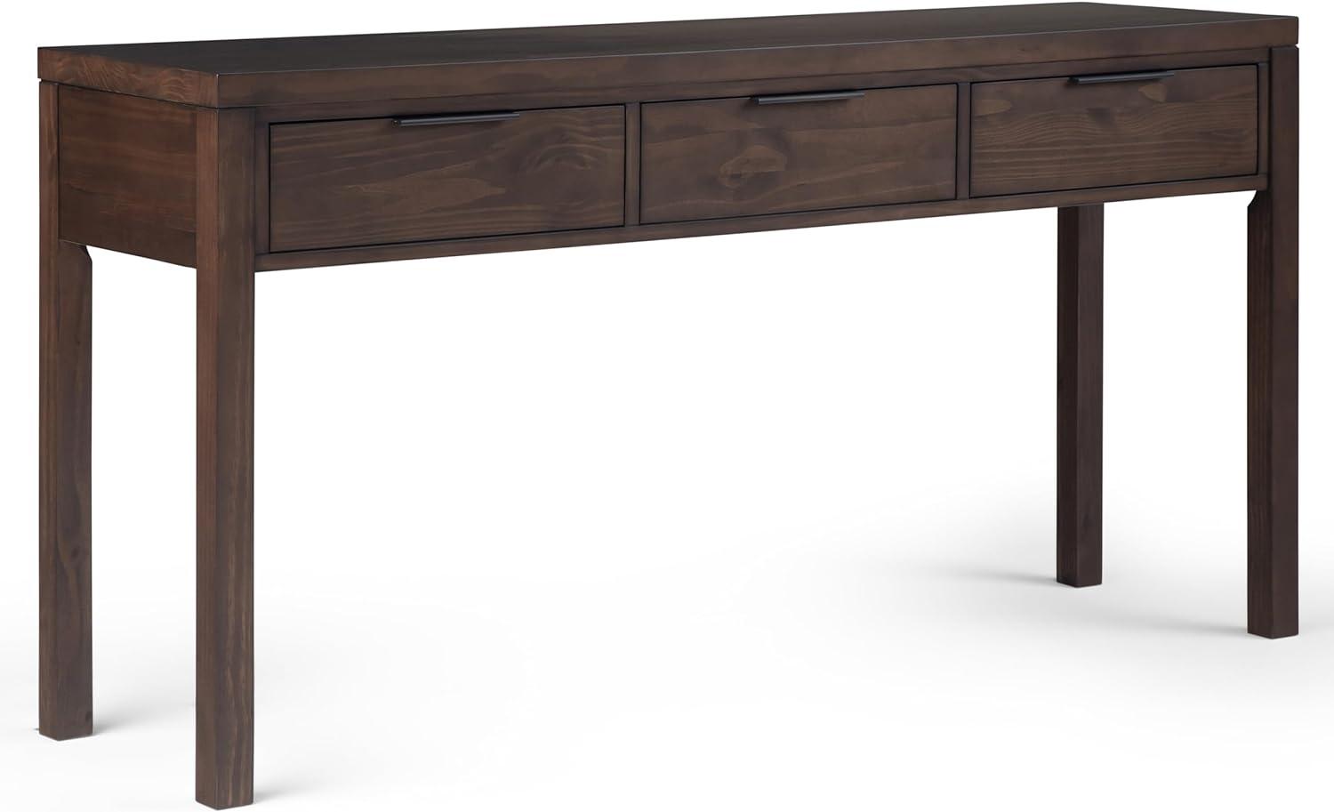 Hollander Warm Walnut Solid Wood Wide Console with Storage