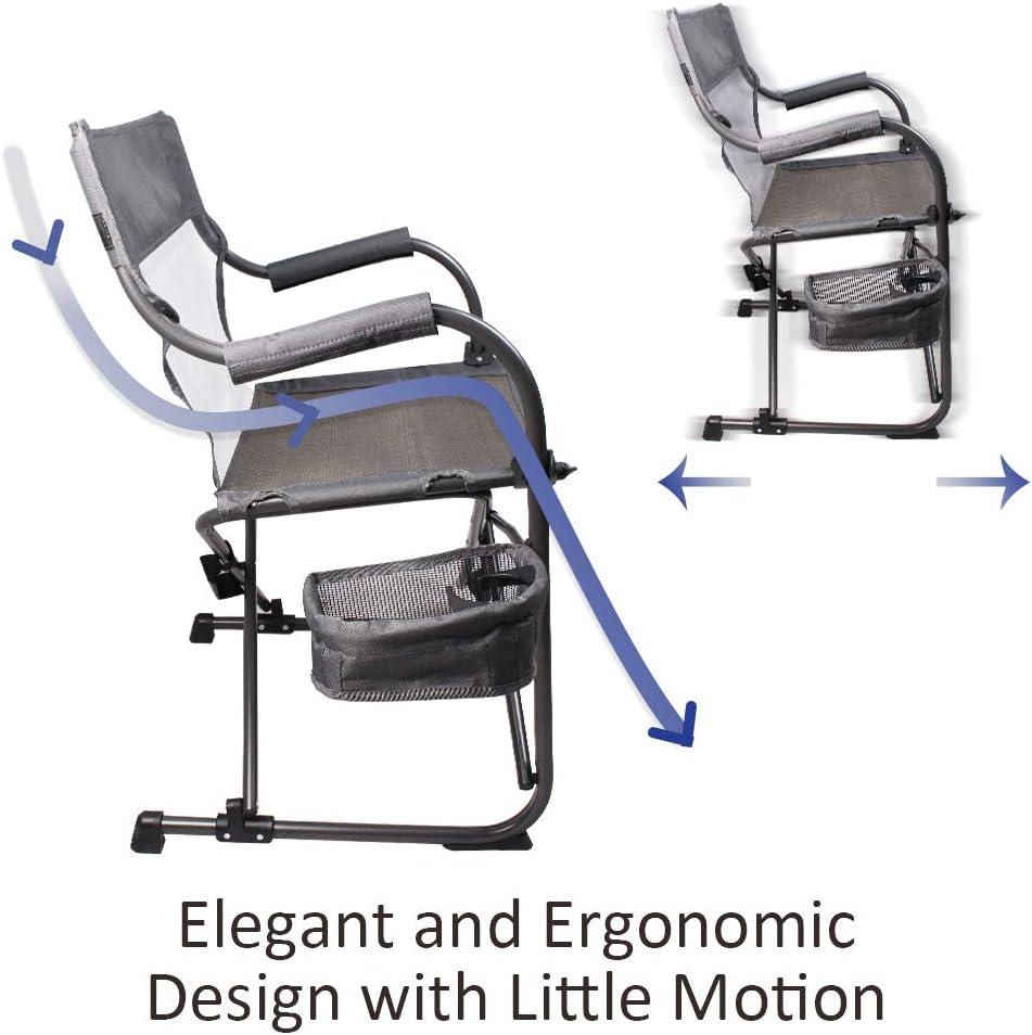 Gray Foldable Camping Director's Chair with Mesh Back and Side Basket