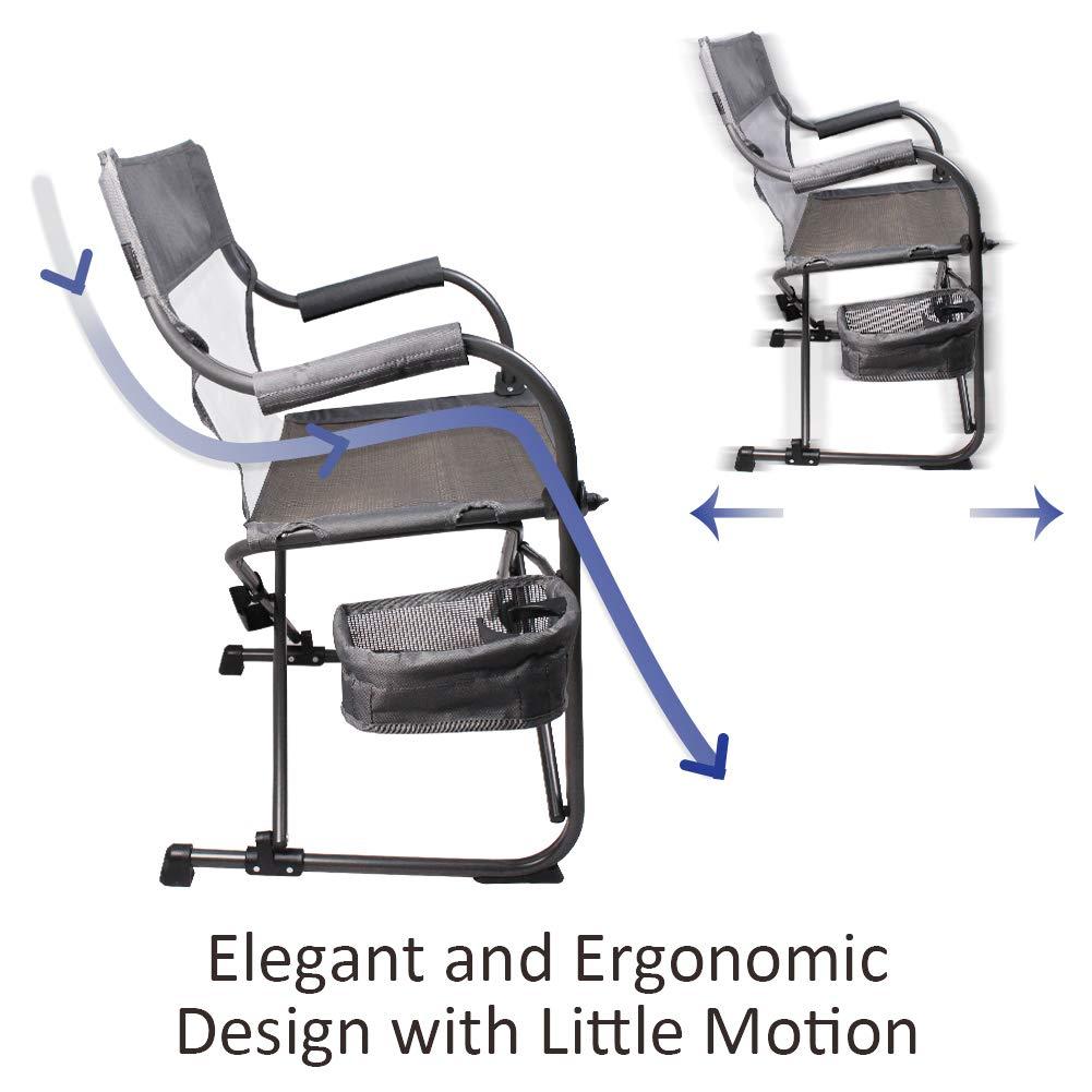 Gray Foldable Camping Director's Chair with Mesh Back and Side Basket