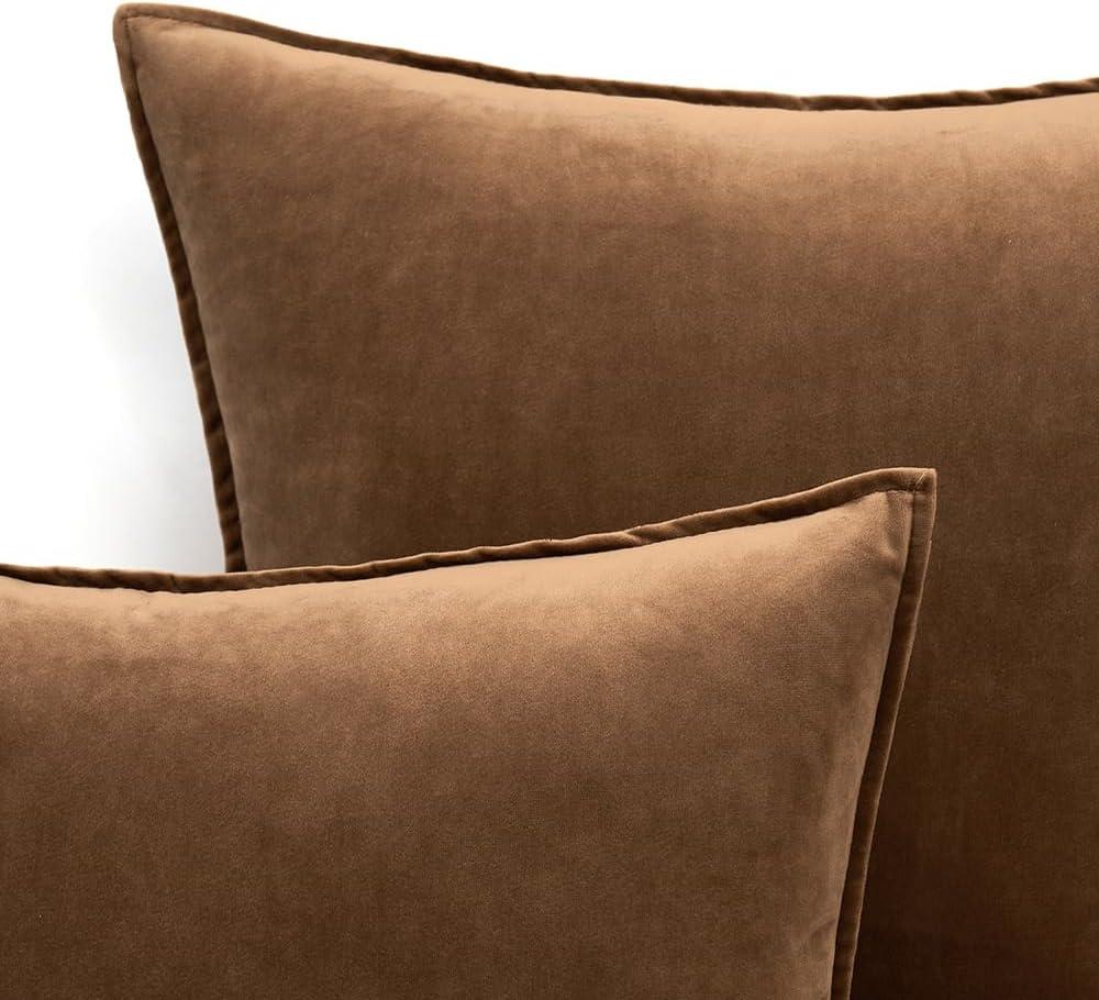 Chocolate Velvet Square Throw Pillow Covers, 18x18 Inch, Set of 2