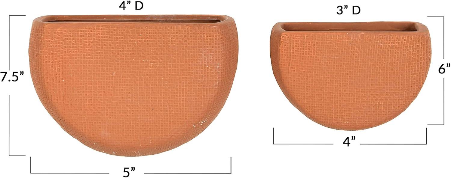 Terracotta Stoneware Wall Mount Planters, Set of 2 Sizes