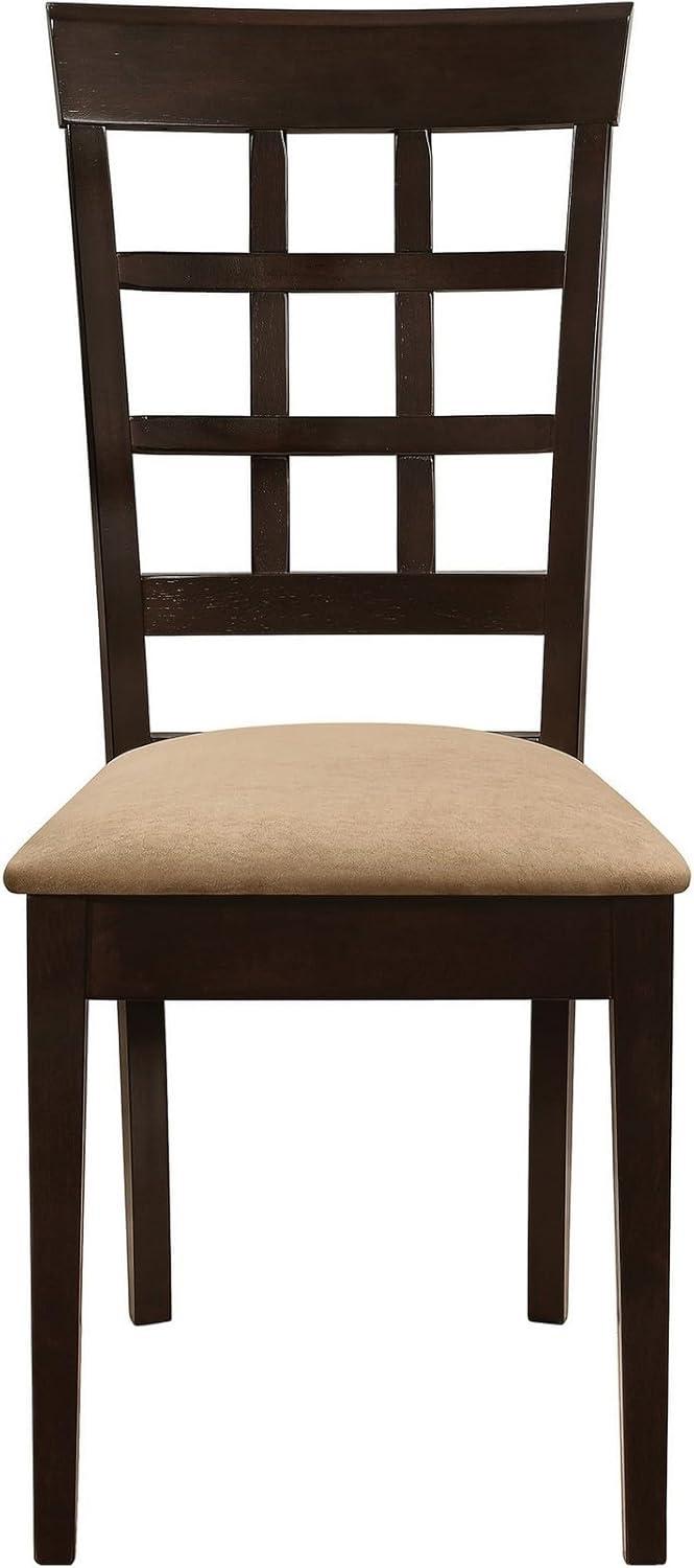 Tan Microfiber Upholstered Lattice Back Side Chair Set