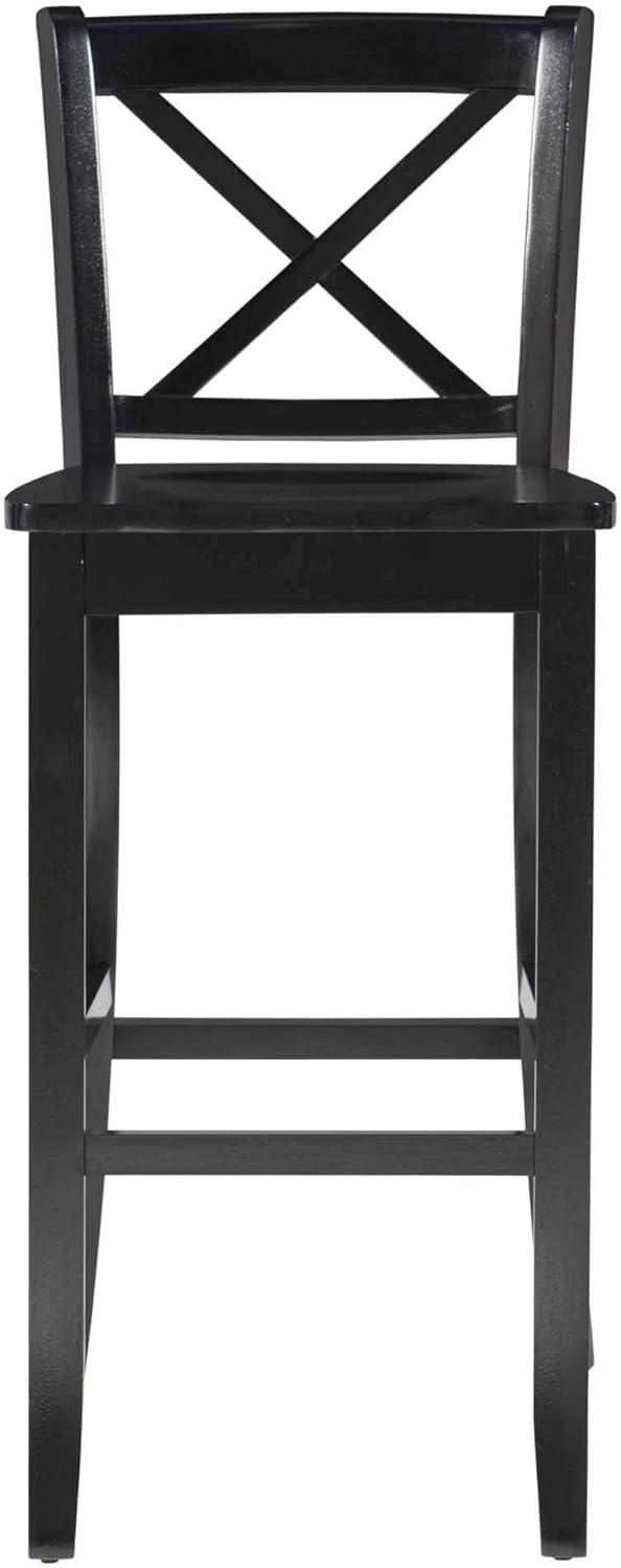 30" Torino X Back Wood Barstool - Black - Linon: Solid Rubberwood, Unupholstered, Armless