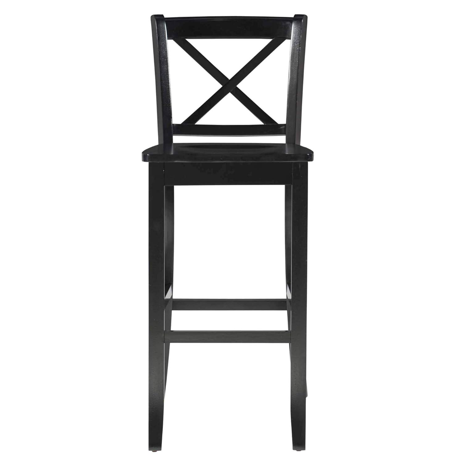 30" Torino X Back Wood Barstool - Black - Linon: Solid Rubberwood, Unupholstered, Armless