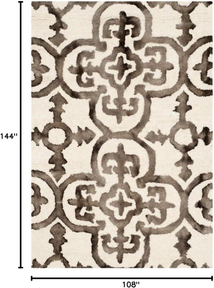 Ivory and Brown 9' x 12' Hand-Tufted Wool Area Rug