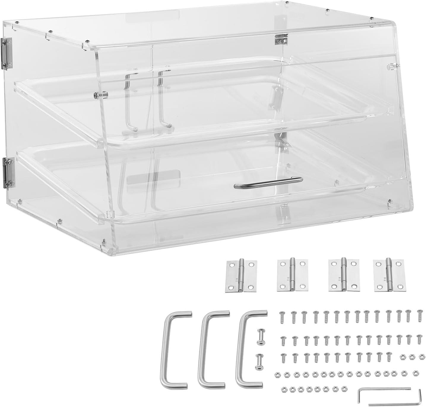 Clear Acrylic 2-Tier Pastry Display Case with Rear Door