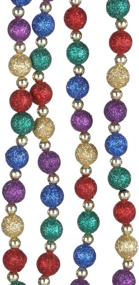 9' Multicolor Glitter Beaded Christmas Garland