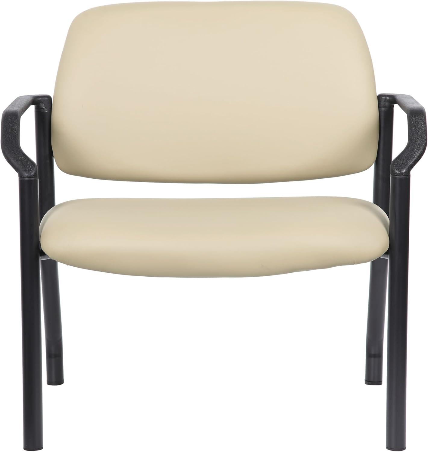 Boss Office Products Big and Tall Vinyl 500 lb. Weight Capacity Guest Armchair, Beige