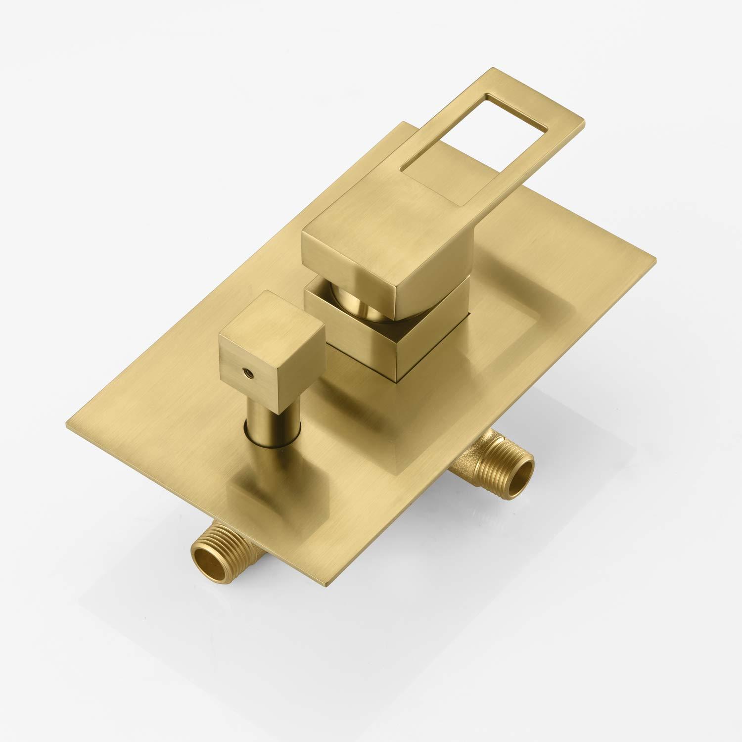 Pressure Balance Shower Faucet System with Valve, Brushed Gold Finish