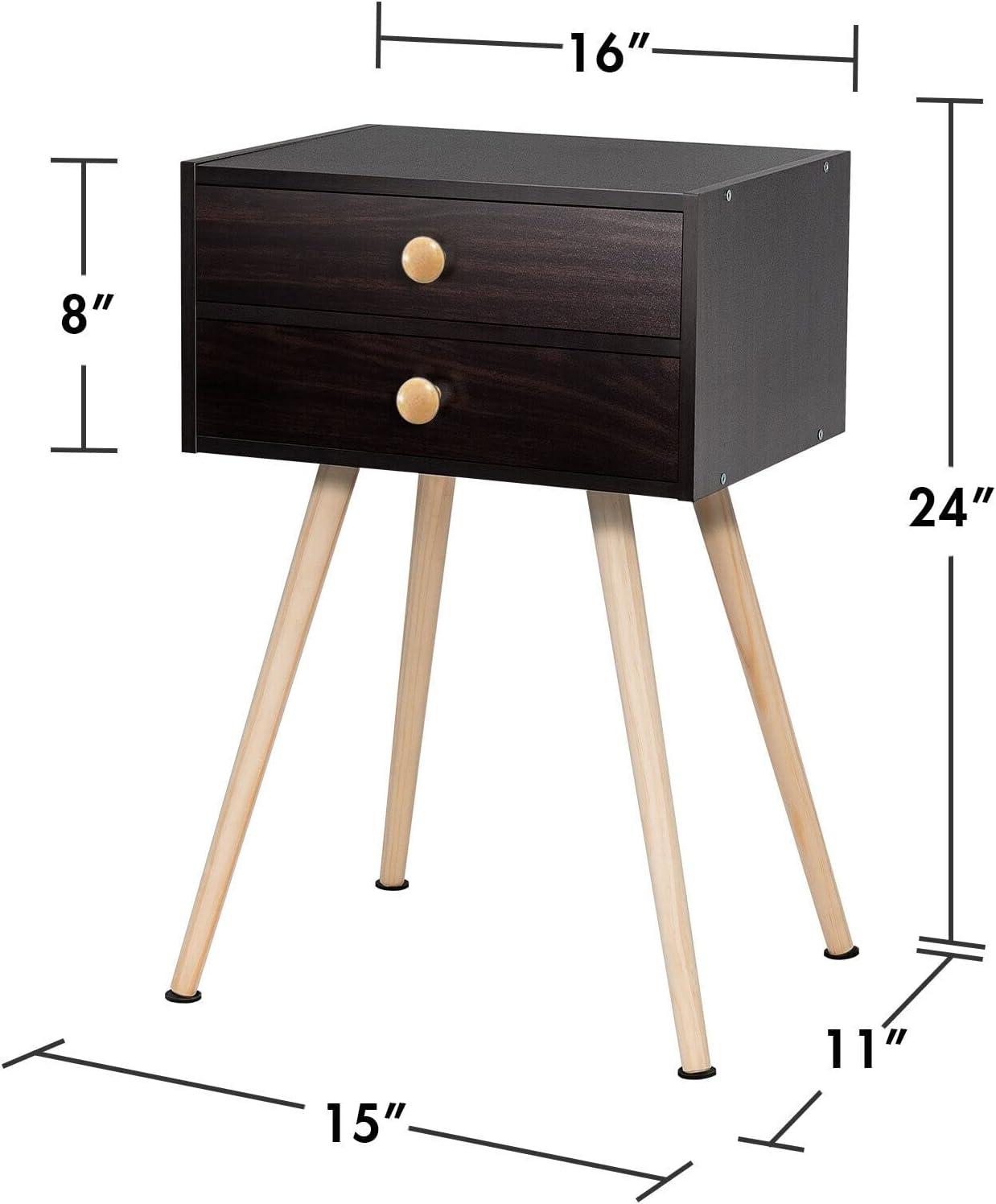 Nightstand W/2 Drawers For Bedroom Living Room Small Spaces Modern Home Furniture Simple Natural Legs Storage End Side Tables (1, Natural)