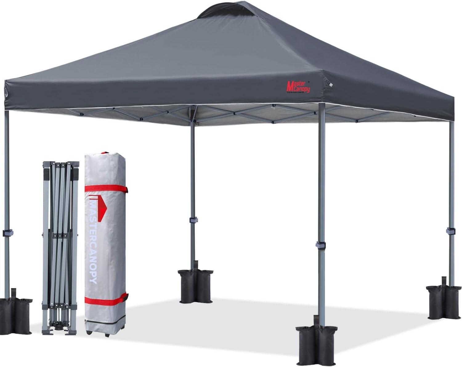 Durable Dark Grey 12x12 Pop-Up Canopy Tent with Roller Bag