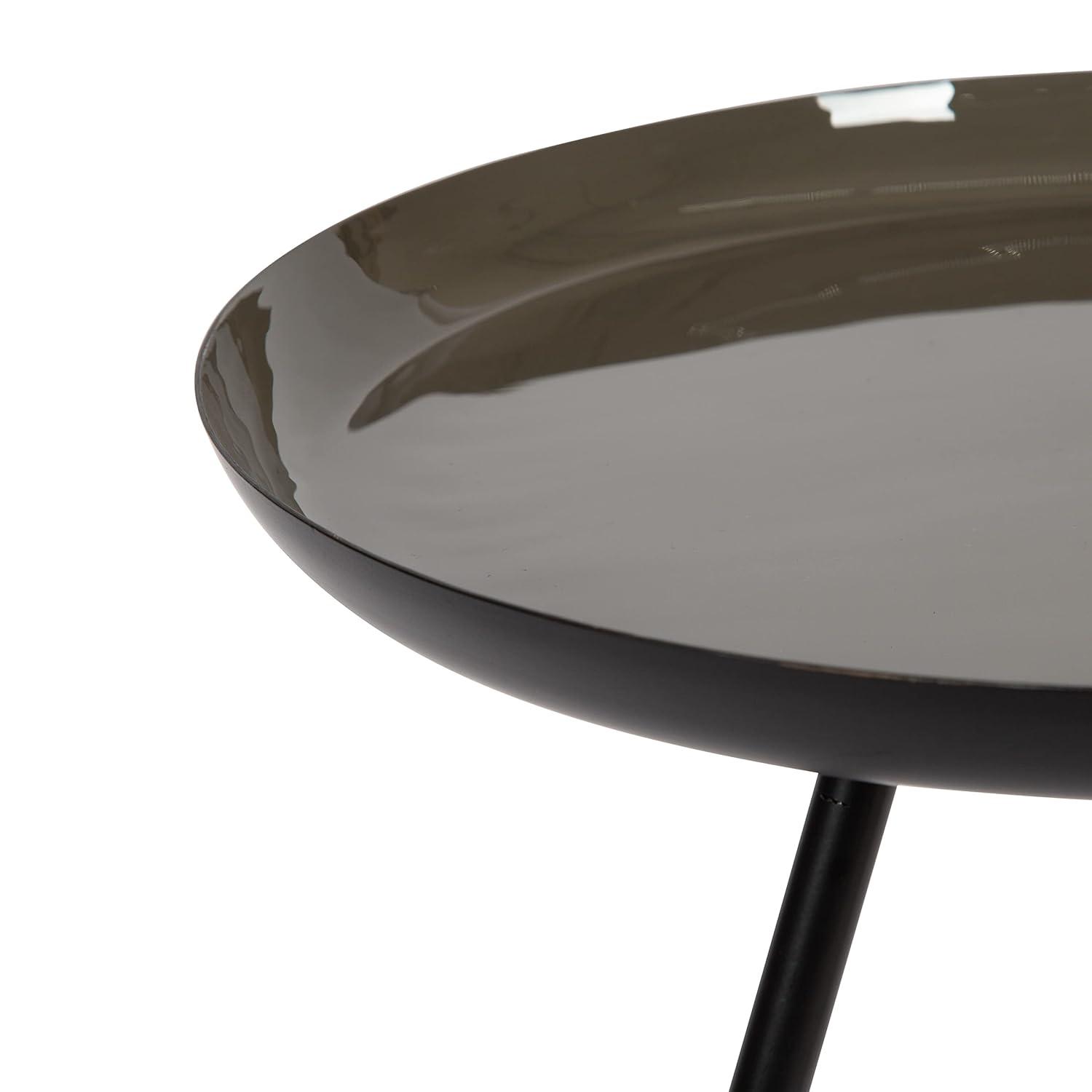 Kate and Laurel Laranya Round Metal Side Table, 15x15x22.5, Brown and Black