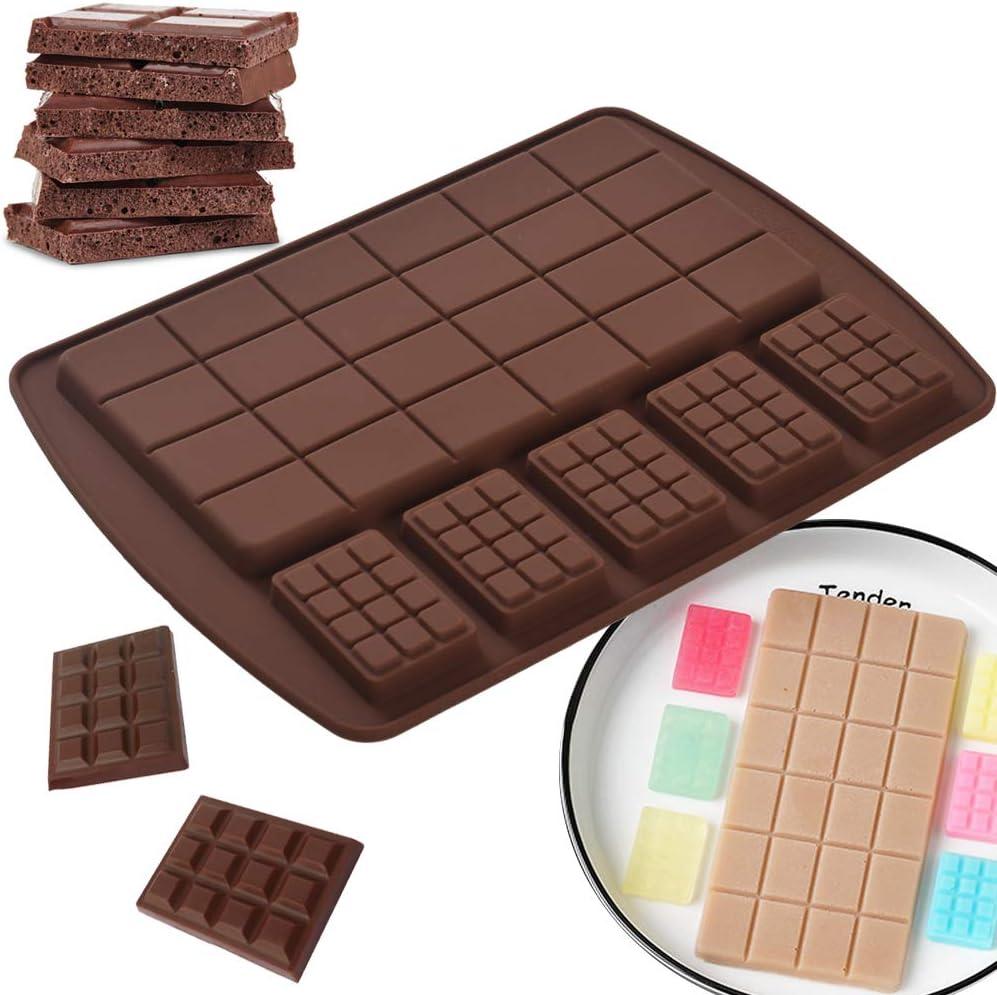 Brown Silicone Nonstick Chocolate and Candy Bar Molds, Set of 6