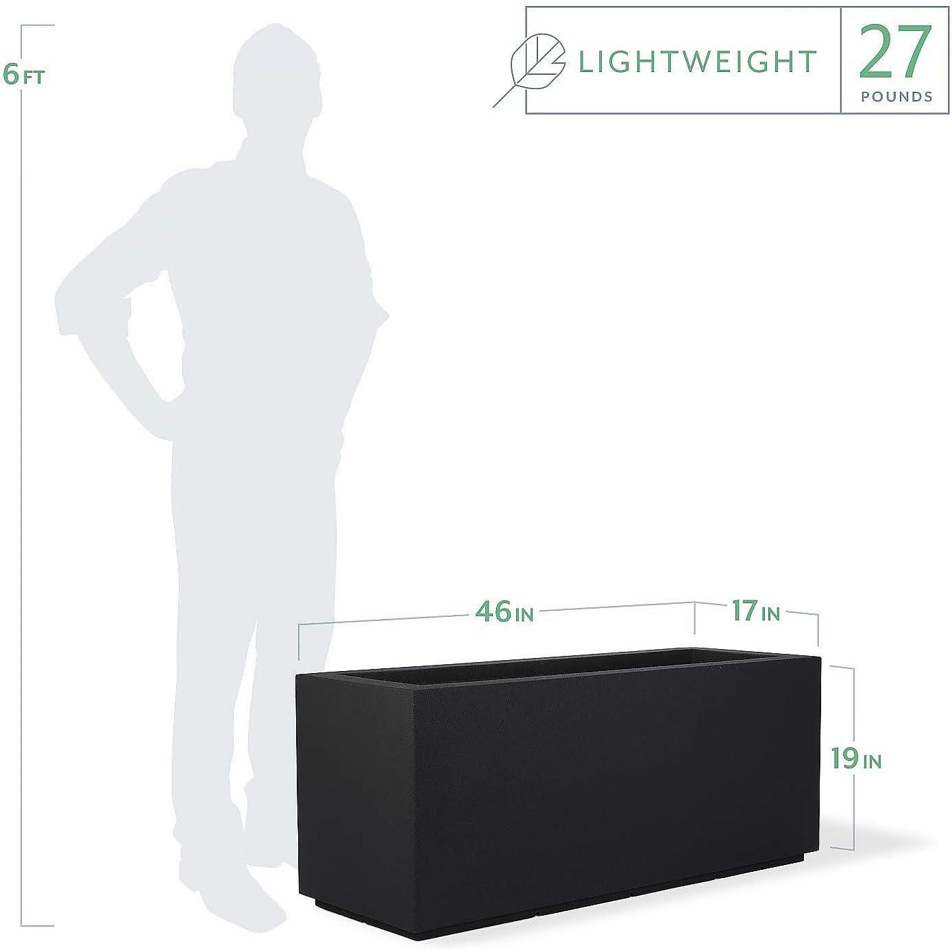 PolyStone Planters Rectangle 17.0-Inches W Extra Large Black Mixed/Composite Contemporary/Modern Outdoor Planter with Drainage Holes