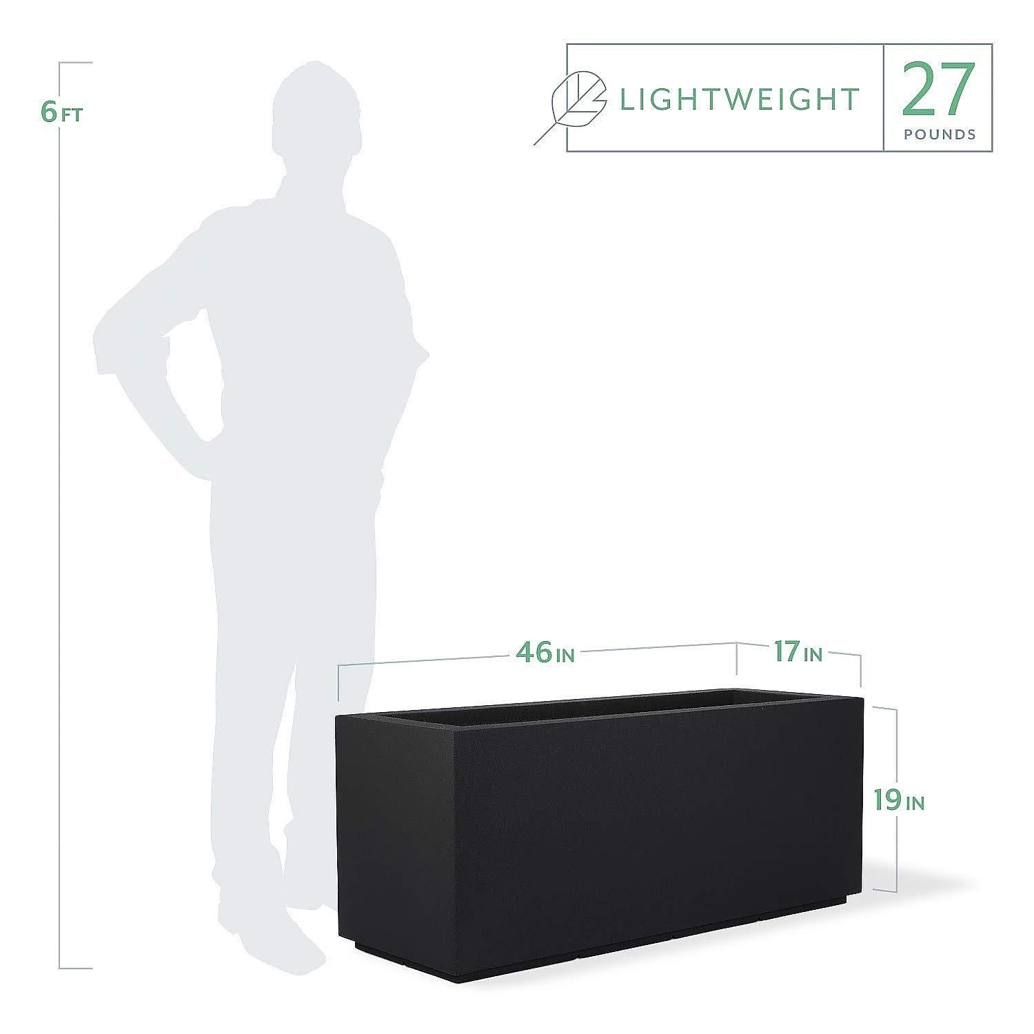 Modern Black Rectangular Trough Planter 46" L for Outdoor & Indoor
