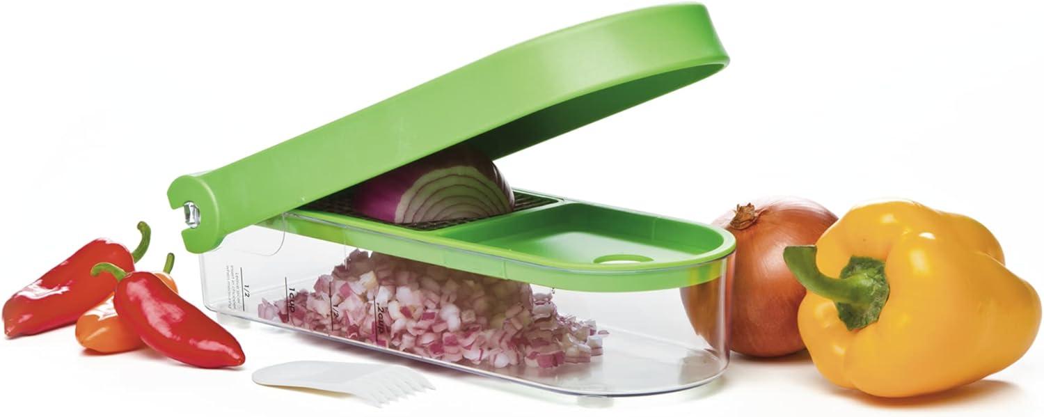 Prepworks Onion Chopper Green: Manual Vegetable Dicer, Dishwasher-Safe, ABS & Stainless Steel