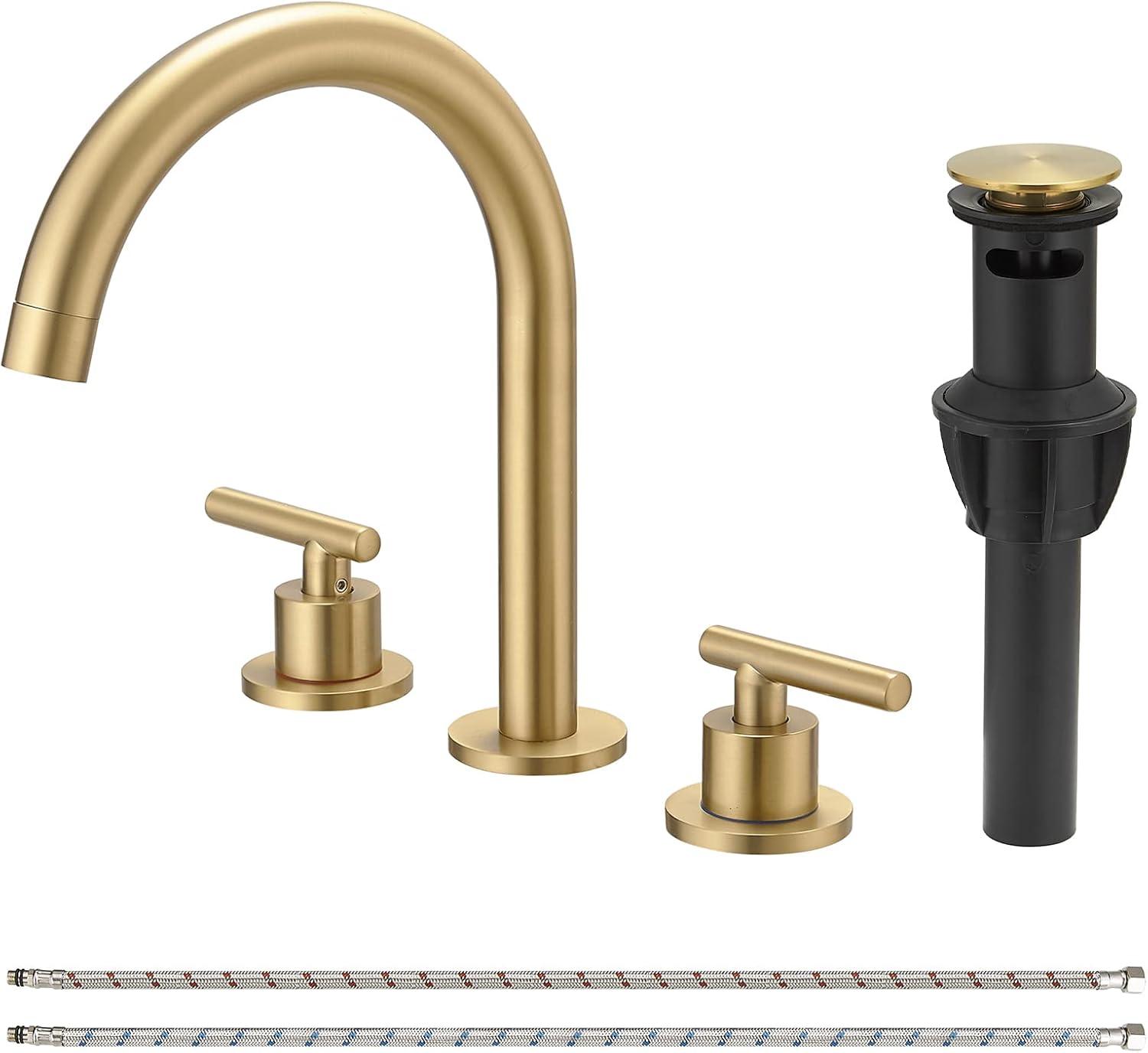 Brushed Nickel Stainless Steel 8-Inch Widespread Bathroom Faucet