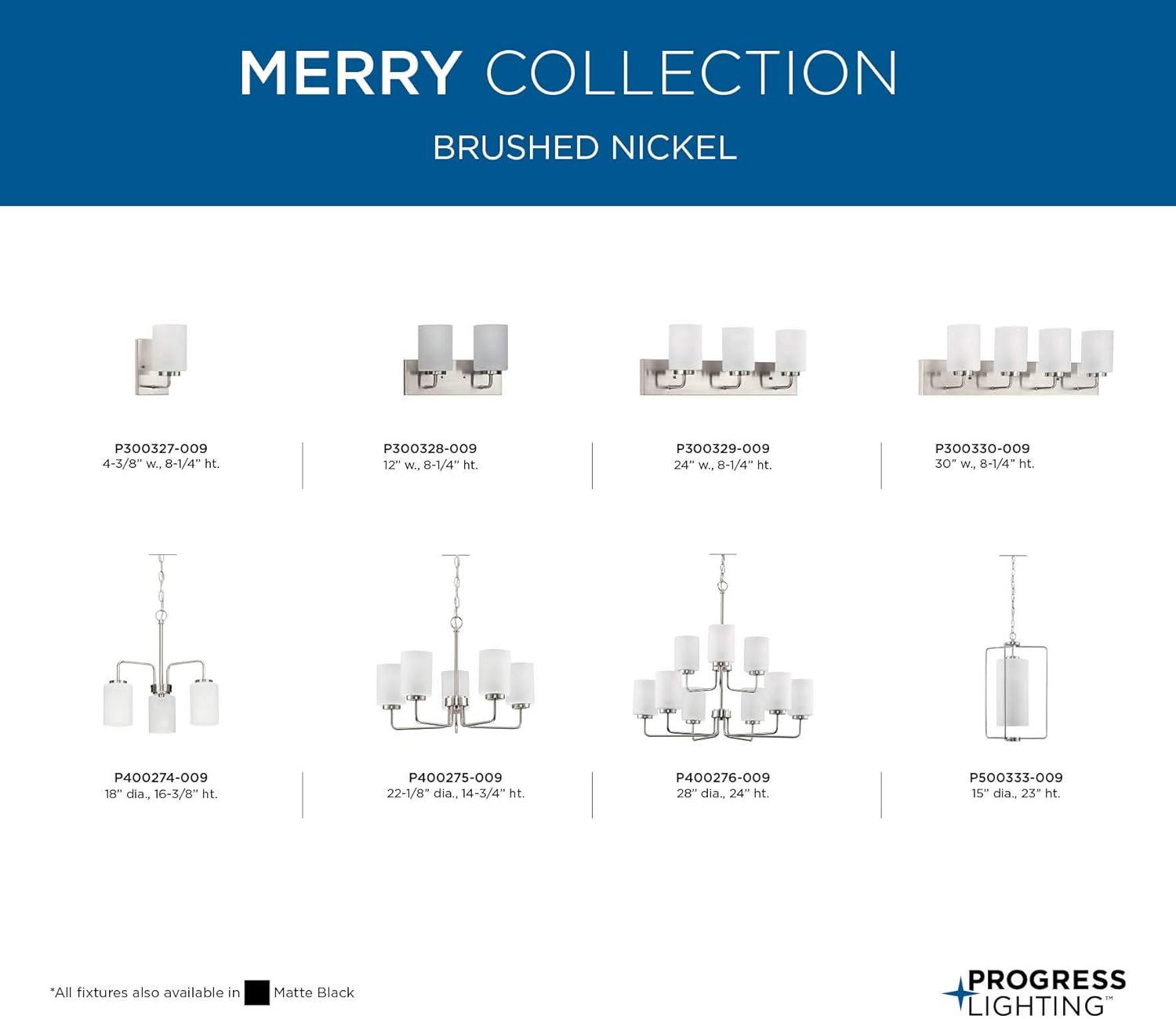 Progress Lighting Merry Collection 1-Light Brushed Nickel Etched Glass Foyer Pendant