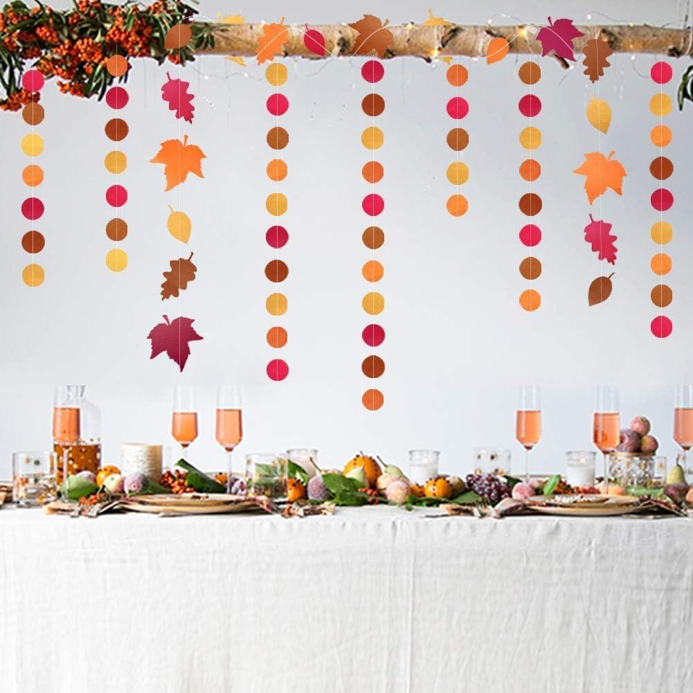 Autumn Leaf and Circle Paper Garland Banner, 156 Inches