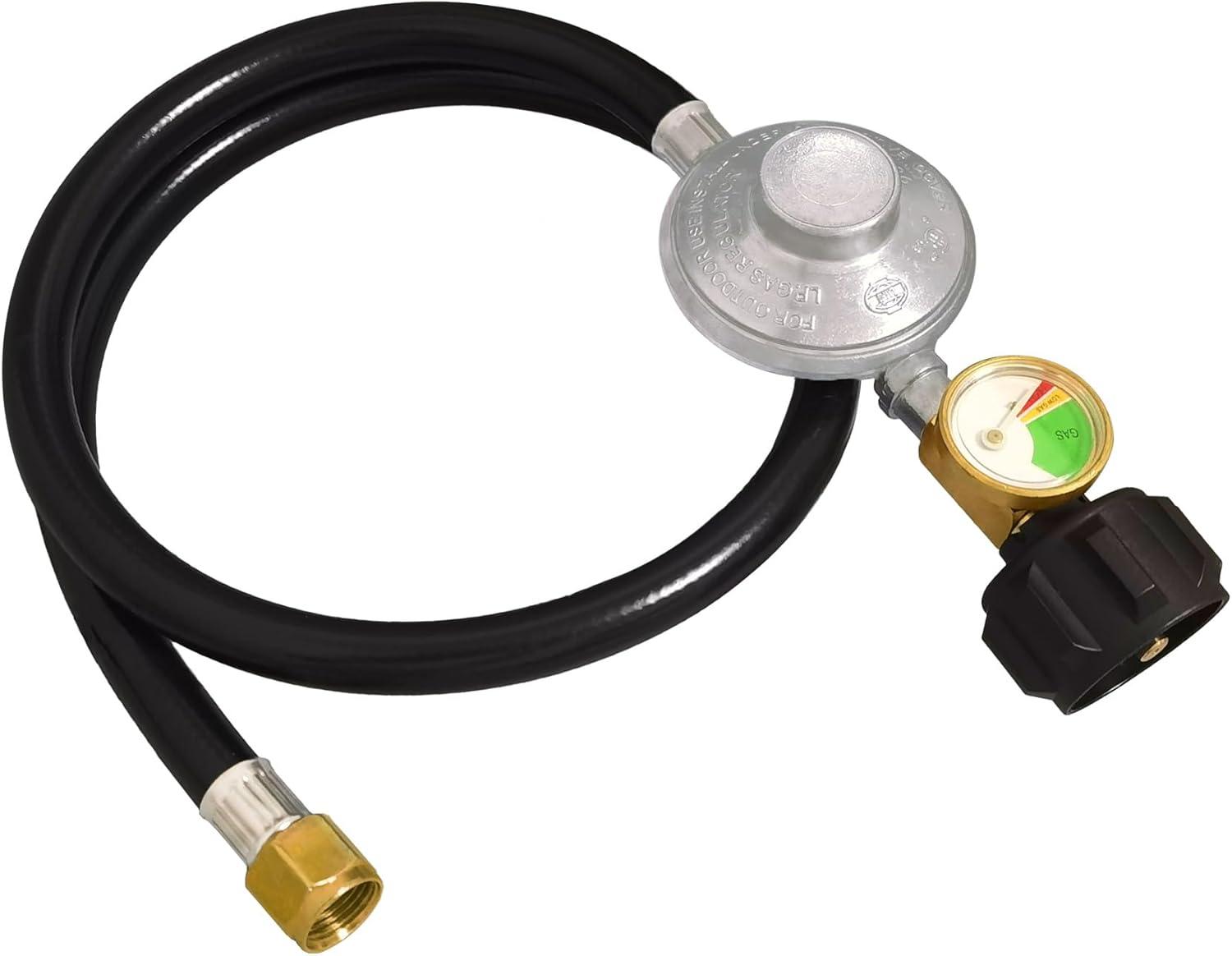 Gas One, 3 ft, QCC1 Propane Regulator and Hose Gas Line Connector