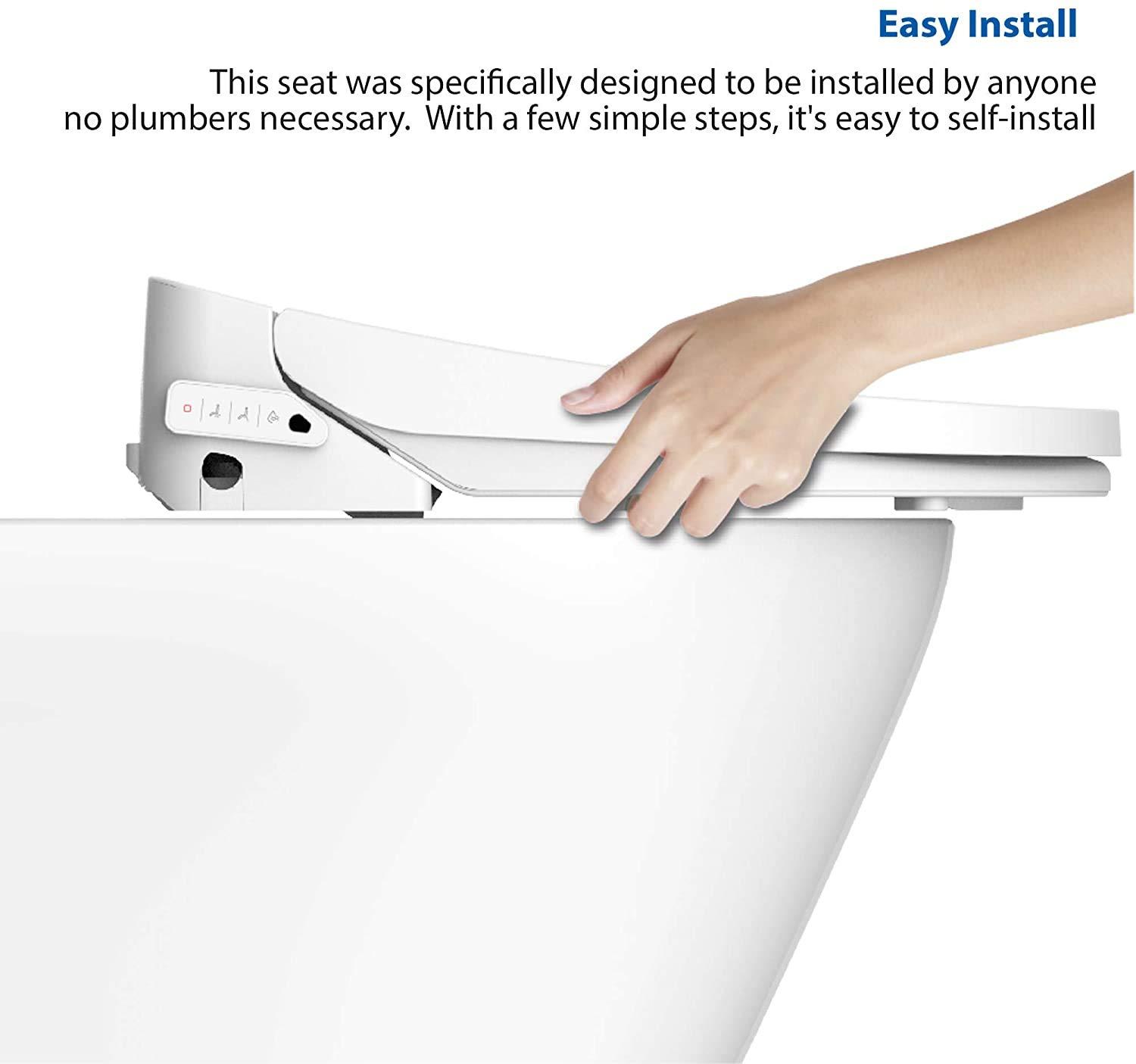VOVO STYLEMENT VB-6100SR Electronic Bidet, Round, UV LED Sterilization, Heated Seat, Warm Dry and Water, Self Cleaning Full Stainless Nozzle, Made in Korea - White