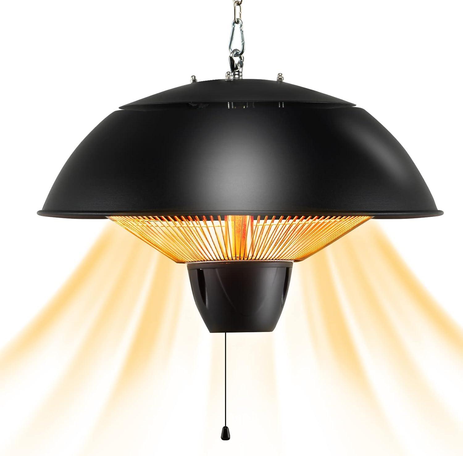 Black 1500W Hanging Infrared Patio Heater with Adjustable Chain