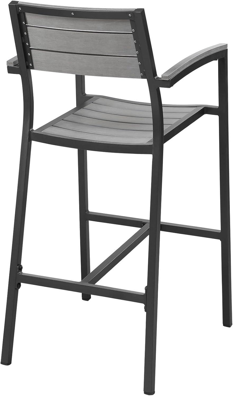 Maine Gray Polywood and Aluminum Outdoor Bar Stools, Set of 2