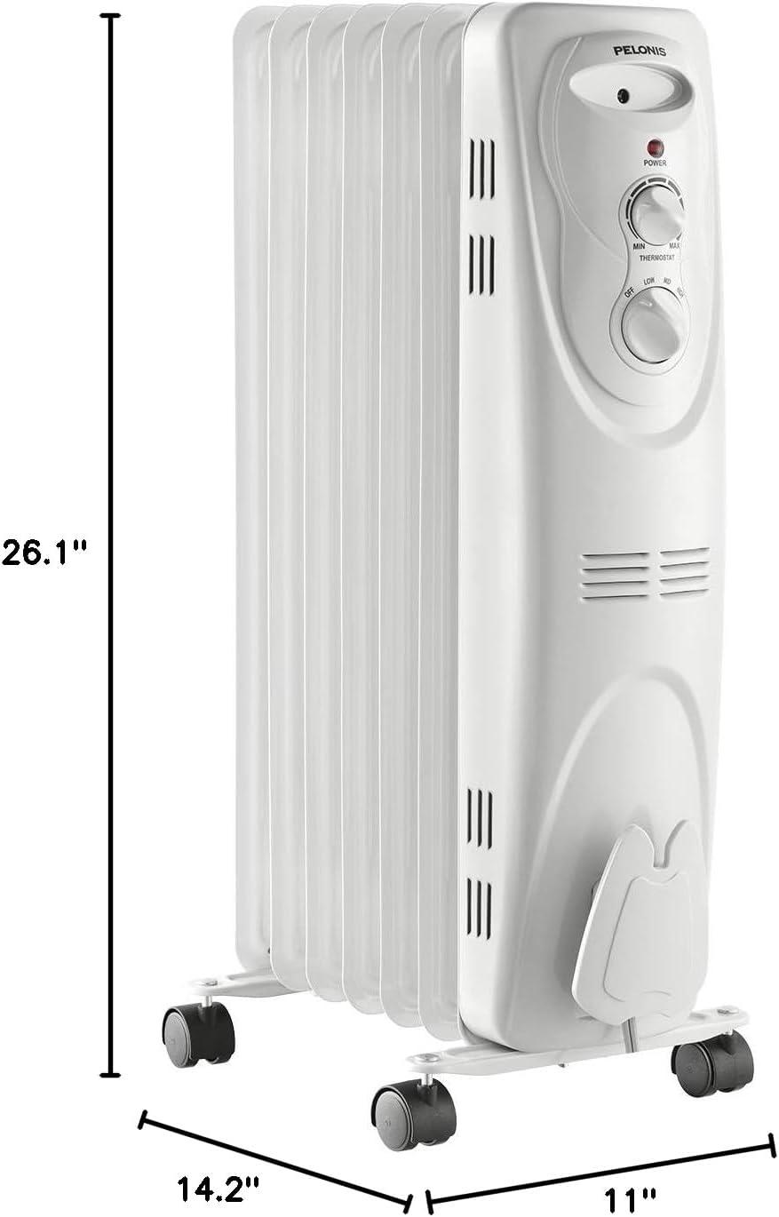 White Electric Oil-Filled Radiator Heater with Thermostat