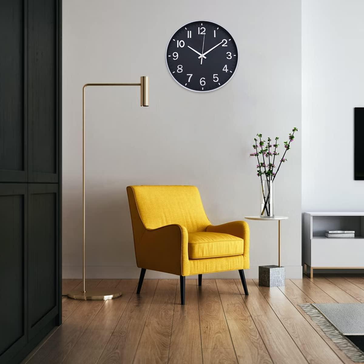 Warkul 12-Inch Wall Clock High-precision Battery Operated Easy-to-Read Silent Non-Ticking Quartz Clock Wall Art Decoration