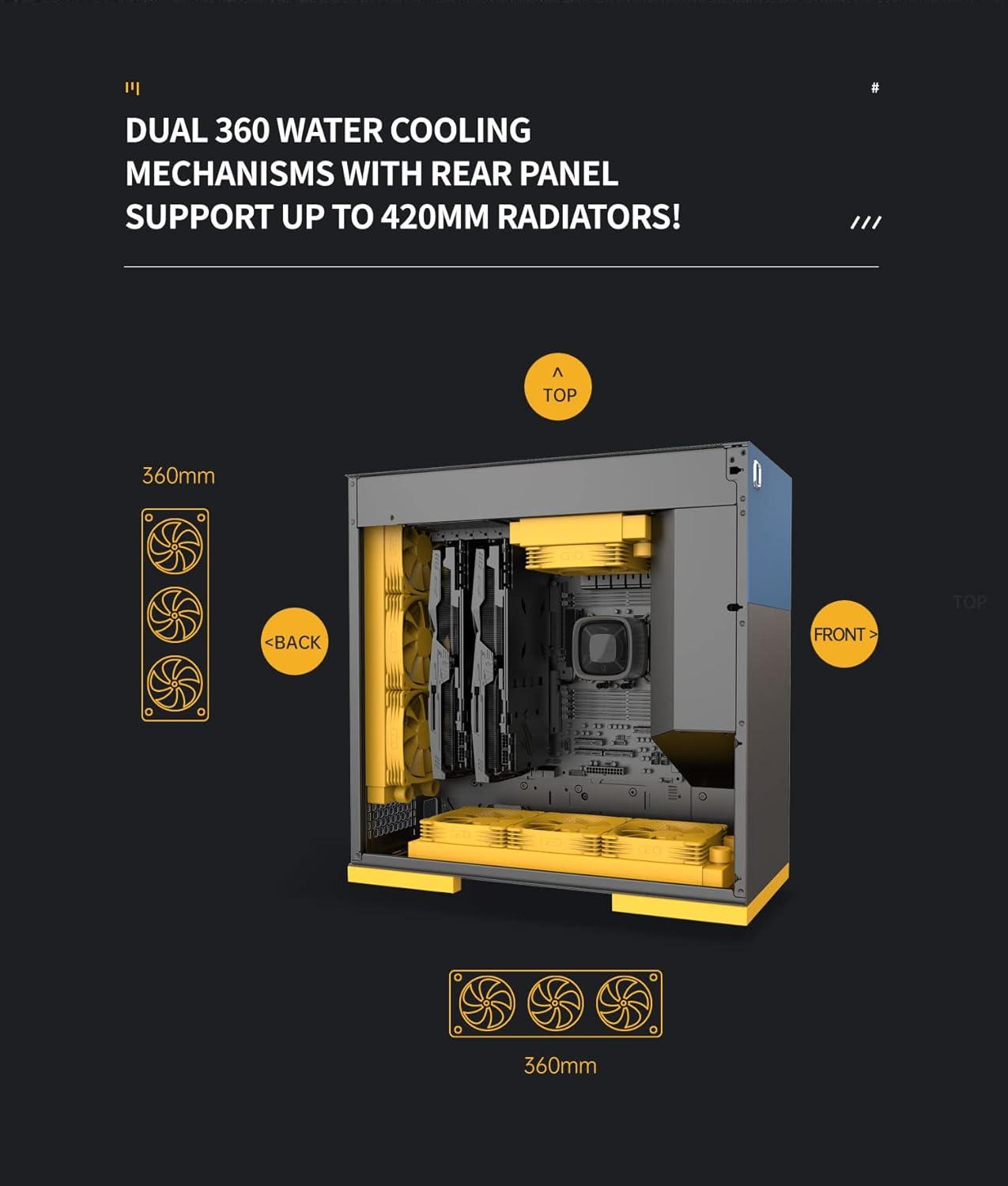 M8 Celluloid Mid Tower E-ATX/ATX Gaming Case, 4mm Glass/1.0 mm Steel, Vertical Air Tunnel Design, Support Type C, 420/360 Radiator, Vertical GPU Mount, GEO-M8-CEL (PC Case ONLY)