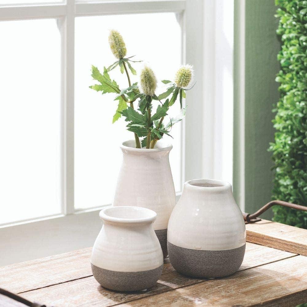 Sullivans Set of 3 Petite Ceramic Vases 3"H, 4.5"H & 5.5"H Gray and White