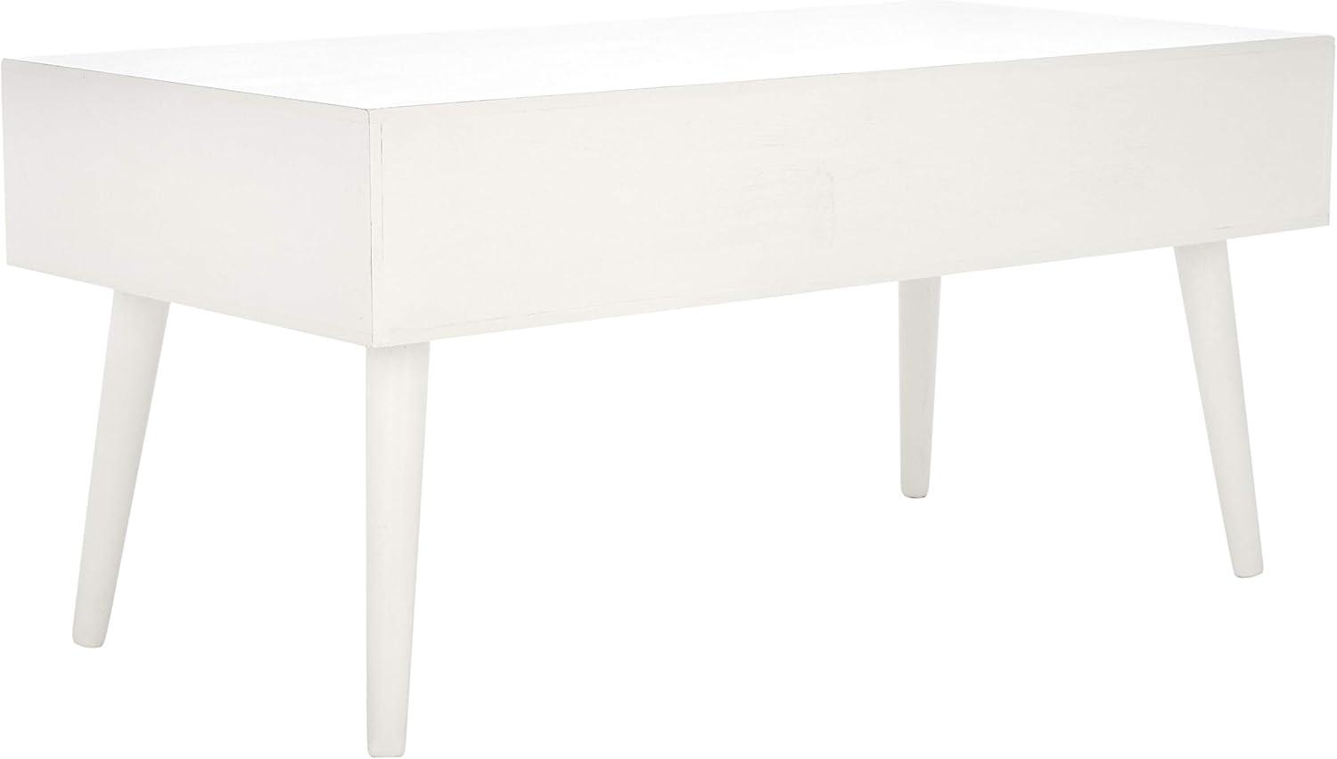 Mozart Mid-Century Coffee Table - Distressed White - Safavieh