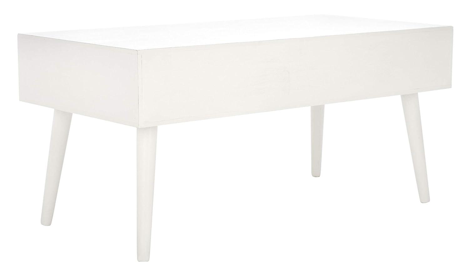 Mozart Mid-Century Coffee Table - Distressed White - Safavieh