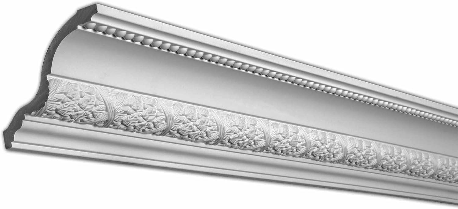 Architectural Products by Outwater L.L.C. 3-7/8 in x 4-5/8 in x 96 in Laurel Leaves and Ribbon Polyurethane Crown Moulding Pro PK 40 LF | Wayfair